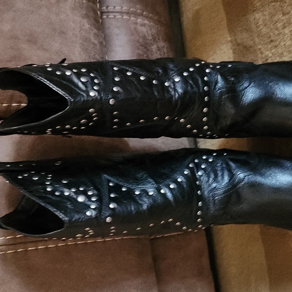 Reba black stud leather western boots - Picture 4 of 12
